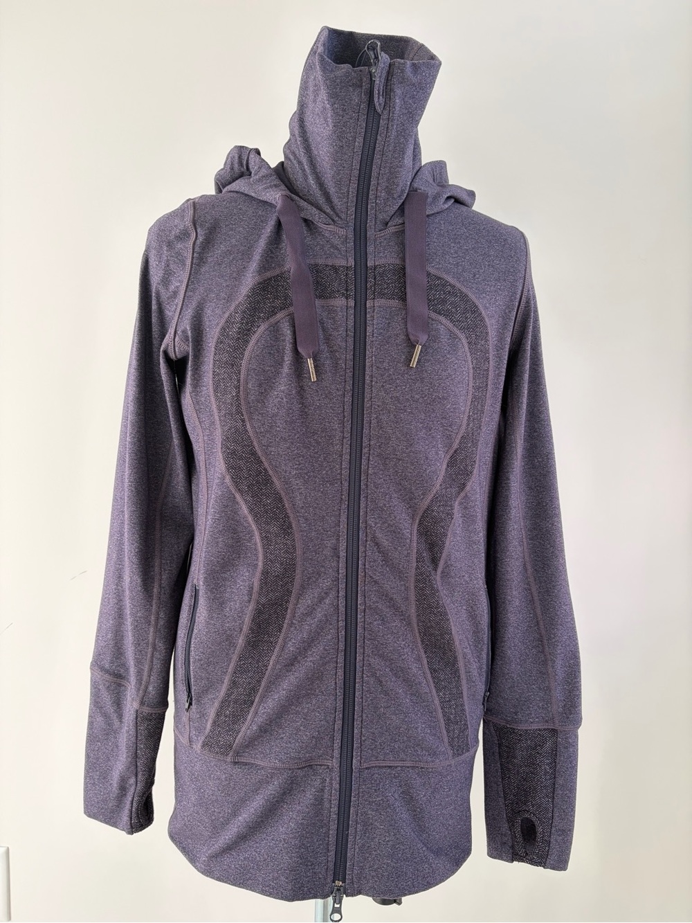 Lululemon Heather Purple Full Zip Hooded Jacket Hoodie Thumbholes - Size 8